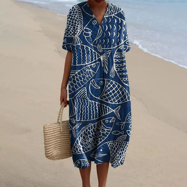 Kalinda™ | Fish-Print Summer Dress